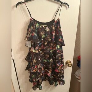 GIANNI BINI WOMENS DRESS SIZE Med.  M BLACK PRINT RUFFLED